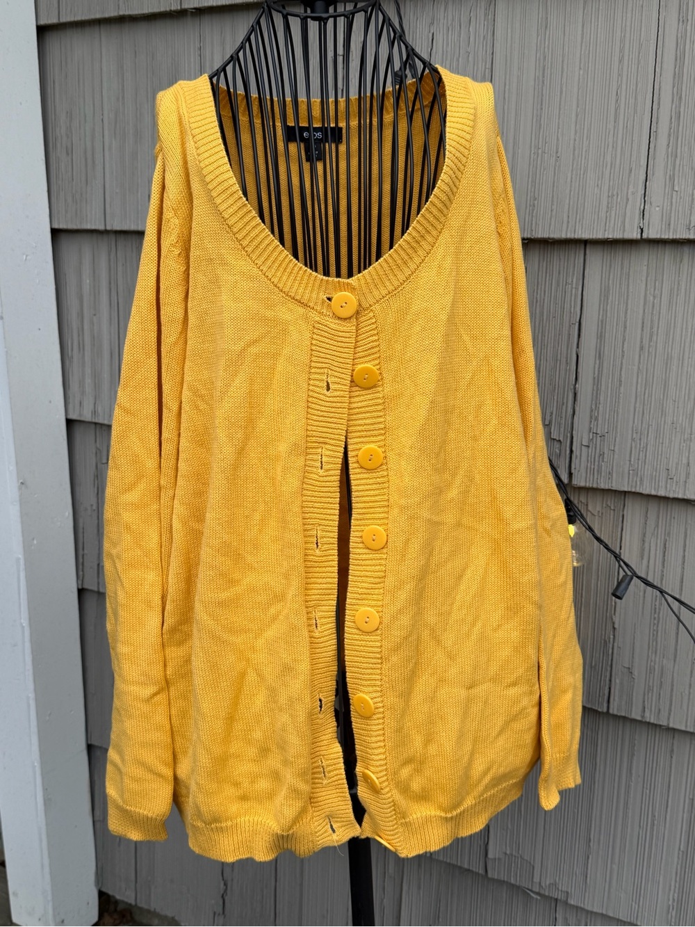 ellos Bright Yellow Women's Button-Up Cotton Cardigan
